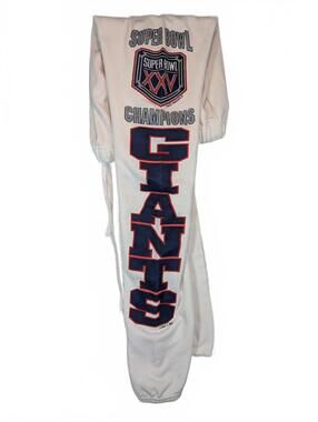 Logo 7 Super Bowl XXV Giants Sweatpants Jogger Vintage Mens Medium White USA